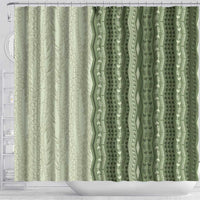 Vintage Sage Green Hawaiian Traditional Kapa Mix Flowers Lei Shower Curtain LT7 - Polynesian Pride