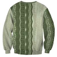 Vintage Sage Green Hawaiian Traditional Kapa Mix Flowers Lei Sweatshirt LT7 - Polynesian Pride