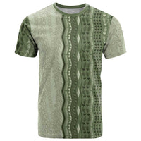 Vintage Sage Green Hawaiian Traditional Kapa Mix Flowers Lei T Shirt LT7 Sage Green - Polynesian Pride