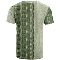 Vintage Sage Green Hawaiian Traditional Kapa Mix Flowers Lei T Shirt LT7 - Polynesian Pride