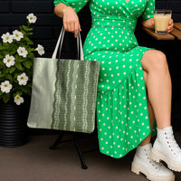 Vintage Sage Green Hawaiian Traditional Kapa Mix Flowers Lei Tote Bag LT7 - Polynesian Pride
