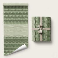 Vintage Sage Green Hawaiian Traditional Kapa Mix Flowers Lei Wrapping Paper LT7 58" × 23" Sage Green - Polynesian Pride