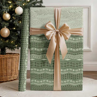 Vintage Sage Green Hawaiian Traditional Kapa Mix Flowers Lei Wrapping Paper LT7 - Polynesian Pride