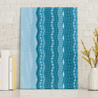 Vintage Cobalt Blue Hawaiian Traditional Kapa Mix Flowers Lei Canvas Wall Art LT7 Without Frame Cobalt Blue - Polynesian Pride
