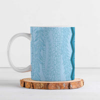Vintage Cobalt Blue Hawaiian Traditional Kapa Mix Flowers Lei Ceramic Mug LT7 Cobalt Blue - Polynesian Pride
