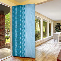 Vintage Cobalt Blue Hawaiian Traditional Kapa Mix Flowers Lei Door Cover LT7 - Polynesian Pride