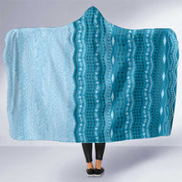 Vintage Cobalt Blue Hawaiian Traditional Kapa Mix Flowers Lei Hooded Blanket LT7 One Size Cobalt Blue - Polynesian Pride