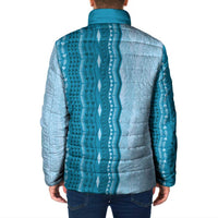 Vintage Cobalt Blue Hawaiian Traditional Kapa Mix Flowers Lei Padded Jacket LT7 - Polynesian Pride