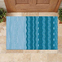 Vintage Cobalt Blue Hawaiian Traditional Kapa Mix Flowers Lei Rubber Doormat LT7 Cobalt Blue - Polynesian Pride