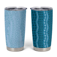 Vintage Cobalt Blue Hawaiian Traditional Kapa Mix Flowers Lei Tumbler Cup LT7 Cobalt Blue - Polynesian Pride