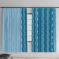 Vintage Cobalt Blue Hawaiian Traditional Kapa Mix Flowers Lei Window Curtain LT7 With Hooks Cobalt Blue - Polynesian Pride