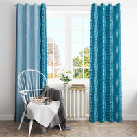 Vintage Cobalt Blue Hawaiian Traditional Kapa Mix Flowers Lei Window Curtain LT7 - Polynesian Pride