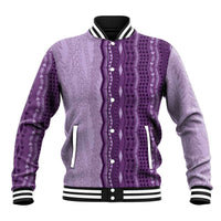 Vintage Violet Hawaiian Traditional Kapa Mix Flowers Lei Baseball Jacket LT7 Unisex Violet - Polynesian Pride