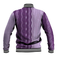 Vintage Violet Hawaiian Traditional Kapa Mix Flowers Lei Baseball Jacket LT7 - Polynesian Pride