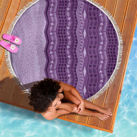 Vintage Violet Hawaiian Traditional Kapa Mix Flowers Lei Beach Blanket LT7 - Polynesian Pride
