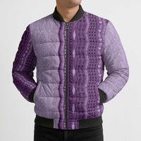 Vintage Violet Hawaiian Traditional Kapa Mix Flowers Lei Bomber Puffer Jacket LT7 - Polynesian Pride