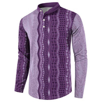 Vintage Violet Hawaiian Traditional Kapa Mix Flowers Lei Button Sweatshirt LT7 - Polynesian Pride