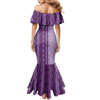Vintage Violet Hawaiian Traditional Kapa Mix Flowers Lei Family Matching Mermaid Dress and Hawaiian Shirt