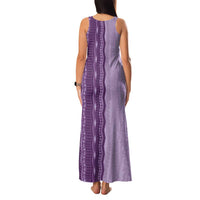Vintage Violet Hawaiian Traditional Kapa Mix Flowers Lei Family Matching Tank Maxi Dress and Hawaiian Shirt