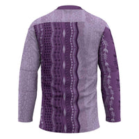 Vintage Violet Hawaiian Traditional Kapa Mix Flowers Lei Hockey Jersey LT7 - Polynesian Pride
