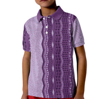 Vintage Violet Hawaiian Traditional Kapa Mix Flowers Lei Kid Polo Shirt LT7 Kid Violet - Polynesian Pride