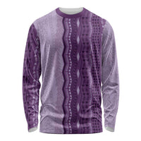 Vintage Violet Hawaiian Traditional Kapa Mix Flowers Lei Long Sleeve Shirt LT7 Unisex Violet - Polynesian Pride