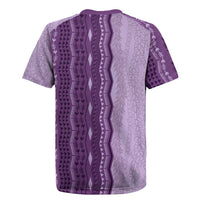 Vintage Violet Hawaiian Traditional Kapa Mix Flowers Lei Rugby Jersey LT7 - Polynesian Pride