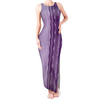 Vintage Violet Hawaiian Traditional Kapa Mix Flowers Lei Tank Maxi Dress LT7 Women Violet - Polynesian Pride