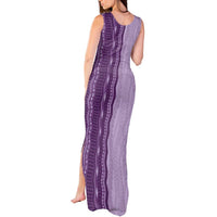 Vintage Violet Hawaiian Traditional Kapa Mix Flowers Lei Tank Maxi Dress LT7 - Polynesian Pride