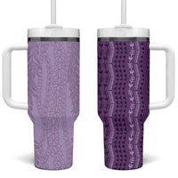 Vintage Violet Hawaiian Traditional Kapa Mix Flowers Lei Tumbler With Handle LT7 One Size: 40 oz Violet - Polynesian Pride