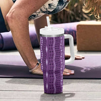 Vintage Violet Hawaiian Traditional Kapa Mix Flowers Lei Tumbler With Handle LT7 - Polynesian Pride