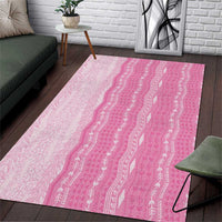 Vintage Pink Hawaiian Traditional Kapa Mix Flowers Lei Area Rug LT7 Pink - Polynesian Pride
