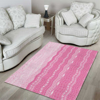 Vintage Pink Hawaiian Traditional Kapa Mix Flowers Lei Area Rug LT7 - Polynesian Pride
