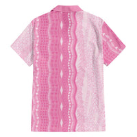 Vintage Pink Hawaiian Traditional Kapa Mix Flowers Lei Family Matching Short Sleeve Bodycon Dress and Hawaiian Shirt
