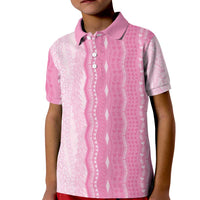 Vintage Pink Hawaiian Traditional Kapa Mix Flowers Lei Kid Polo Shirt LT7 Kid Pink - Polynesian Pride