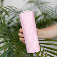 Vintage Pink Hawaiian Traditional Kapa Mix Flowers Lei Skinny Tumbler LT7 - Polynesian Pride