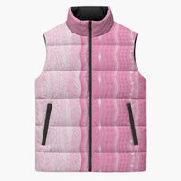 Vintage Pink Hawaiian Traditional Kapa Mix Flowers Lei Sleeveless Puffer Jacket LT7 Unisex Pink - Polynesian Pride