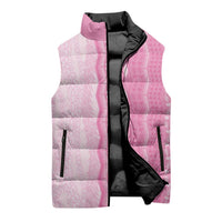 Vintage Pink Hawaiian Traditional Kapa Mix Flowers Lei Sleeveless Puffer Jacket LT7 - Polynesian Pride