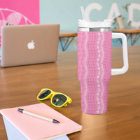 Vintage Pink Hawaiian Traditional Kapa Mix Flowers Lei Tumbler With Handle LT7 - Polynesian Pride