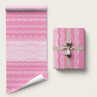 Vintage Pink Hawaiian Traditional Kapa Mix Flowers Lei Wrapping Paper LT7 58" × 23" Pink - Polynesian Pride