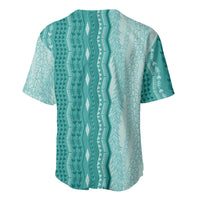 Vintage Teal Hawaiian Traditional Kapa Mix Flowers Lei Baseball Jersey LT7 - Polynesian Pride