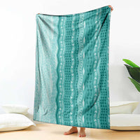 Vintage Teal Hawaiian Traditional Kapa Mix Flowers Lei Blanket LT7 - Polynesian Pride