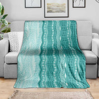 Vintage Teal Hawaiian Traditional Kapa Mix Flowers Lei Blanket LT7 - Polynesian Pride