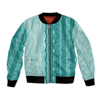 Vintage Teal Hawaiian Traditional Kapa Mix Flowers Lei Bomber Jacket LT7 Unisex Teal - Polynesian Pride