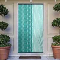 Vintage Teal Hawaiian Traditional Kapa Mix Flowers Lei Door Cover