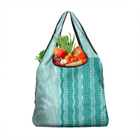 Vintage Teal Hawaiian Traditional Kapa Mix Flowers Lei Grocery Bag LT7 1-pack One Size Teal - Polynesian Pride