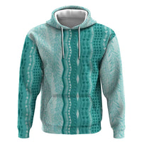 Vintage Teal Hawaiian Traditional Kapa Mix Flowers Lei Hoodie LT7 Pullover Hoodie Teal - Polynesian Pride
