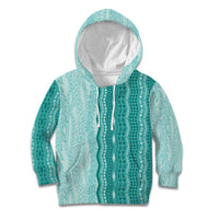 Vintage Teal Hawaiian Traditional Kapa Mix Flowers Lei Kid Hoodie LT7 Hoodie Teal - Polynesian Pride