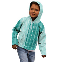 Vintage Teal Hawaiian Traditional Kapa Mix Flowers Lei Kid Hoodie LT7 - Polynesian Pride