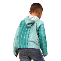 Vintage Teal Hawaiian Traditional Kapa Mix Flowers Lei Kid Hoodie LT7 - Polynesian Pride